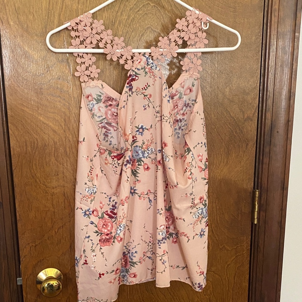 Emery Rose Pink Floral Lace-Trim Camisole - Picture 3 of 4